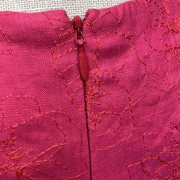 New Jones New York Sleeveless Sheath Linen Fuchsia Pink Dress Womens 8 Floral - Picture 5 of 16